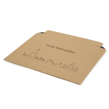 360x250x0-52 mm Versandtasche aus Wellpappe B4 quer mit Weihnachtsmotiv
