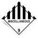 1000 Stück Gefahrgut-Kennzeichnung Klasse 9, mit Text: MISCELLANEOUS