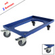 Rollwagen mit 2 Bremsen für Euroboxen 600x400 mm, blau, 4 Lenkrollen