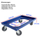 Rollwagen mit 2 Bremsen für Euroboxen 600x400 mm, blau, 4 Lenkrollen