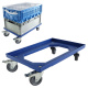 Rollwagen mit 2 Bremsen für Euroboxen 600x400 mm, blau, 4 Lenkrollen