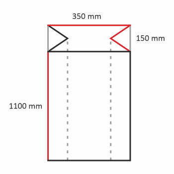 250 LDPE Seitenfaltensäcke 350+150 x 1100 mm, 70 my