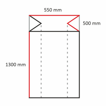 80 LDPE Seitenfaltensäcke 550+500 x 1300 mm, 70 my