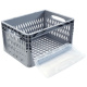 Euroboxen 400x300x220 mm grau durchbrochen mit Frontklappe, Handgriffe offen