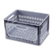 Euroboxen 400x300x220 mm grau durchbrochen mit Frontklappe, Handgriffe offen