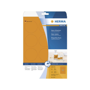 HERMA Etiketten A4 neon-orange Ø 60 mm rund Papier...