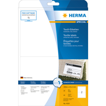 HERMA Textiletiketten A4 weiß 199,6x143,5 mm ablösbar Acetatseide 40 St.
