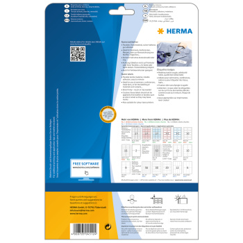 HERMA Namensetiketten A4 weiß 63,5x29,6 mm ablösbar Acetatseide 540 St.