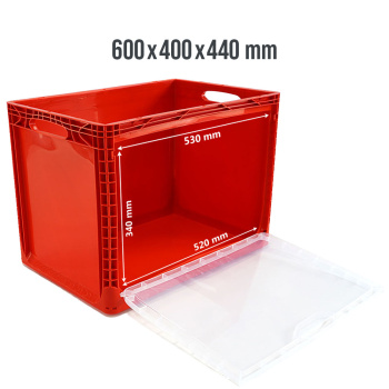 Euroboxen 600x400x440 mm rot geschlossen mit Frontklappe,...