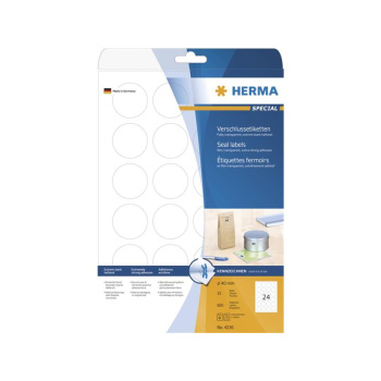 HERMA Verschlussetiketten transparent Ø 40 mm rund...