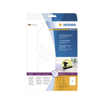 HERMA CD-Etiketten Maxi A4 weiß Ø 116 mm...