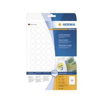 HERMA Etiketten A4 weiß Ø 20 mm rund...